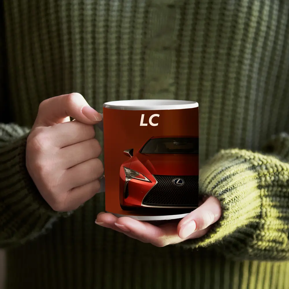 Lexus LC Red Sports Car Front View – Mugs