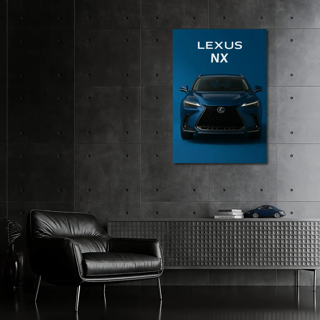 Lexus NX Blue Front View Dark Background – Wall Art