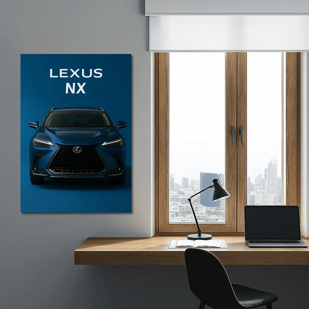 Lexus NX Blue Front View Dark Background – Wall Art