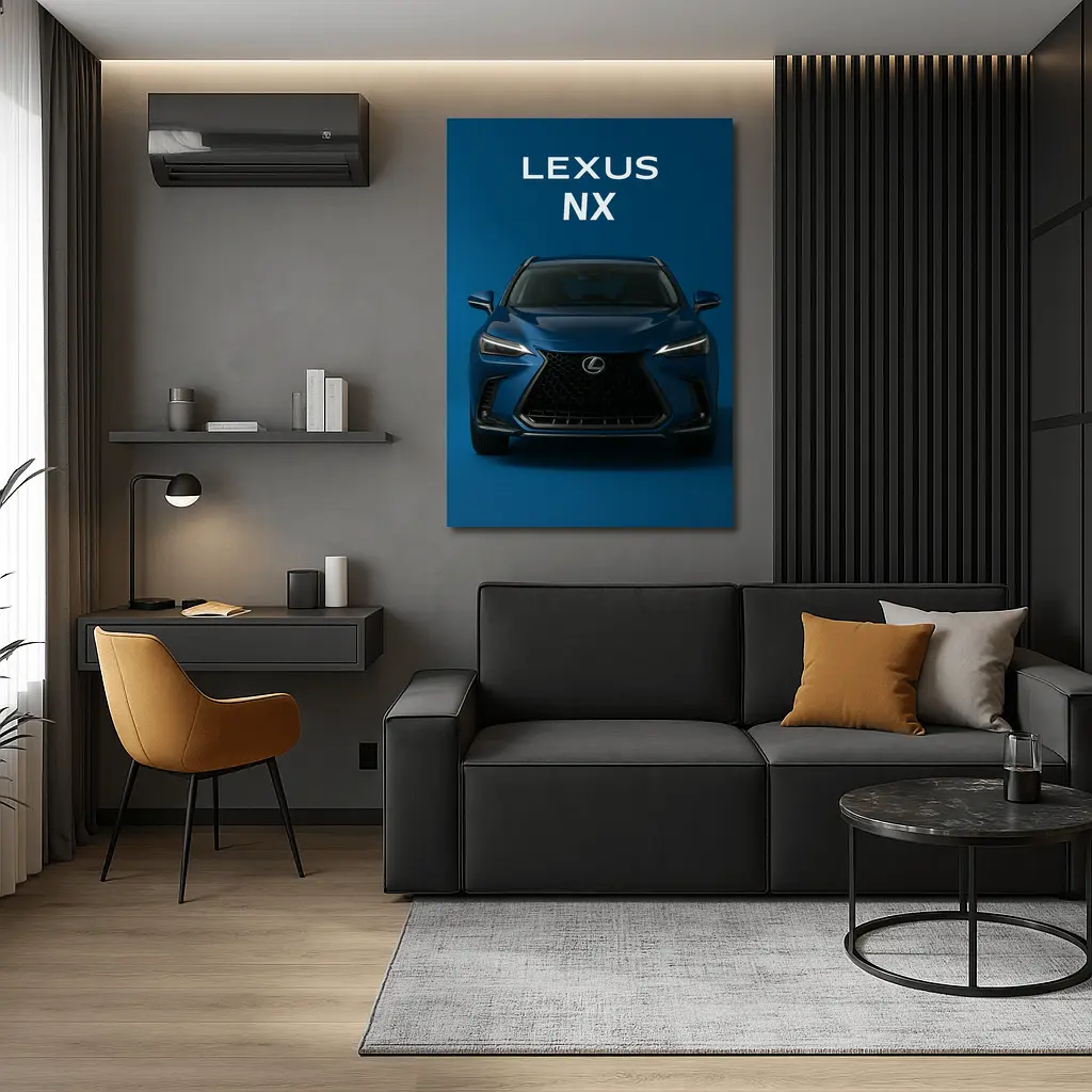 Lexus NX Blue Front View Dark Background – Wall Art