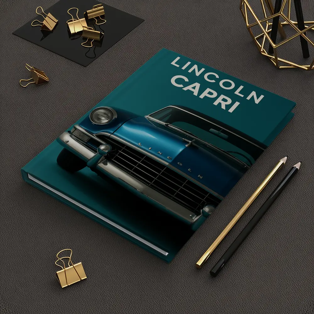 Lincoln Capri Classic Car Teal Background – Notebooks