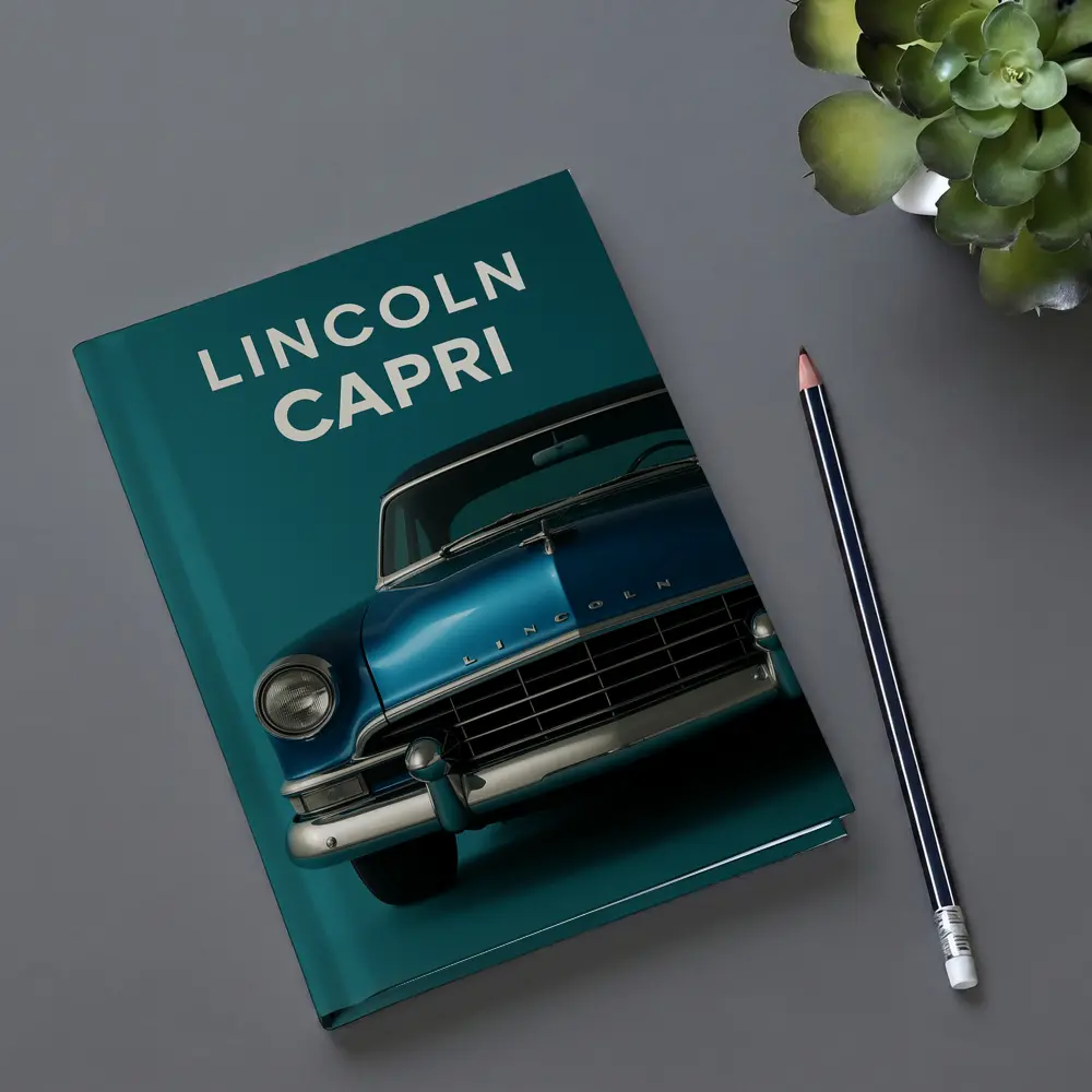 Lincoln Capri Classic Car Teal Background – Notebooks
