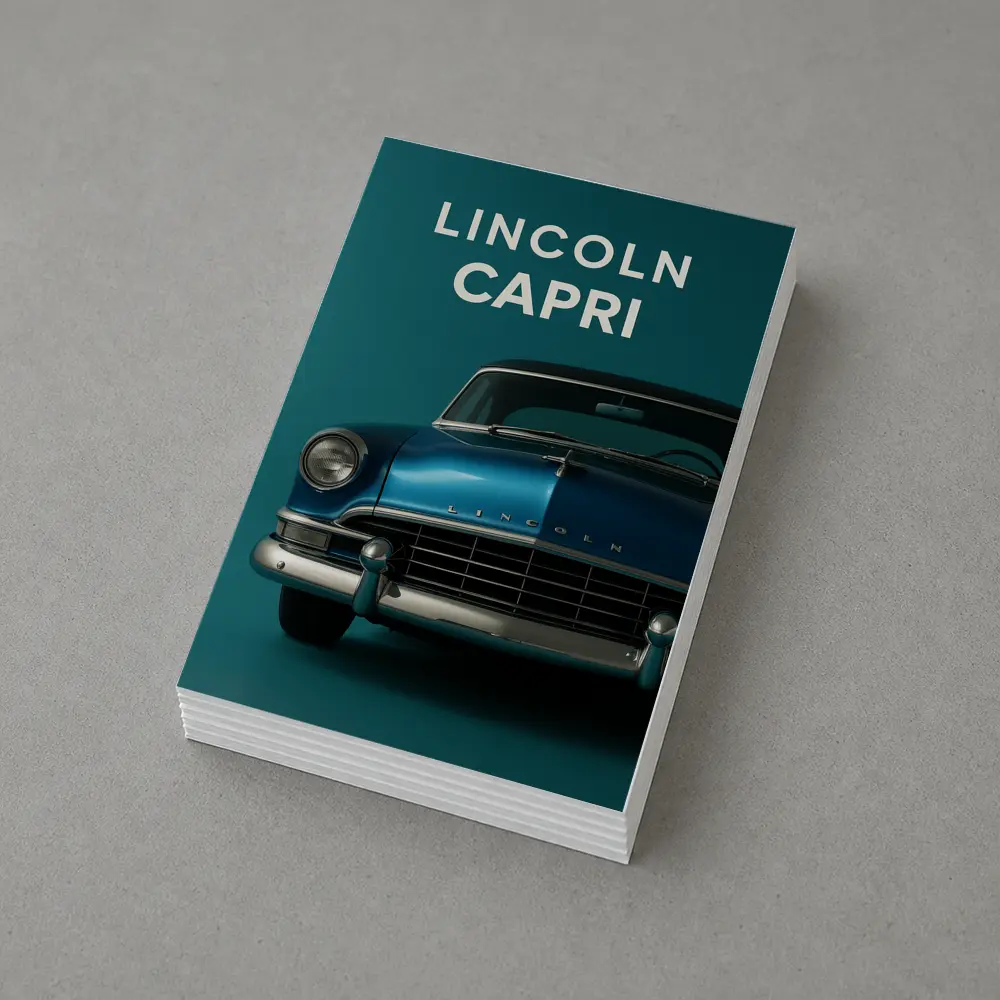 Lincoln Capri Classic Car Teal Background – Postcards