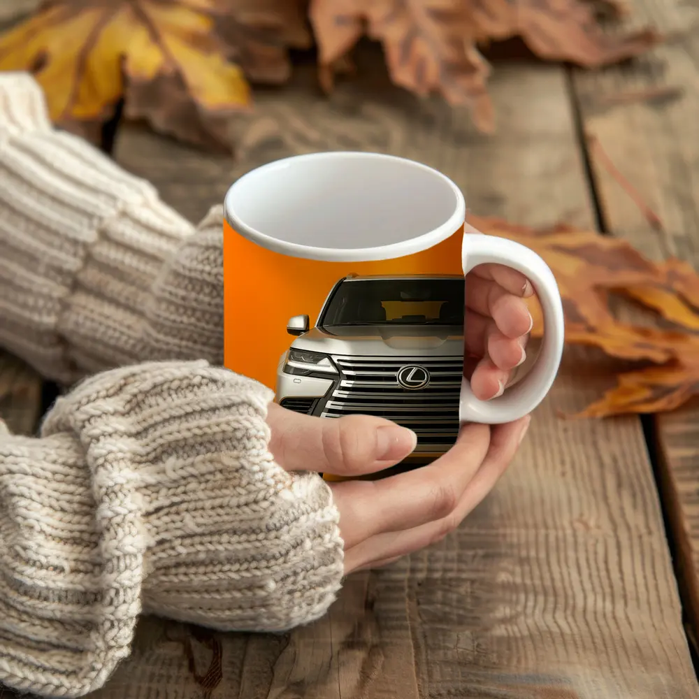 Lexus LX Front View Orange Background – Mugs