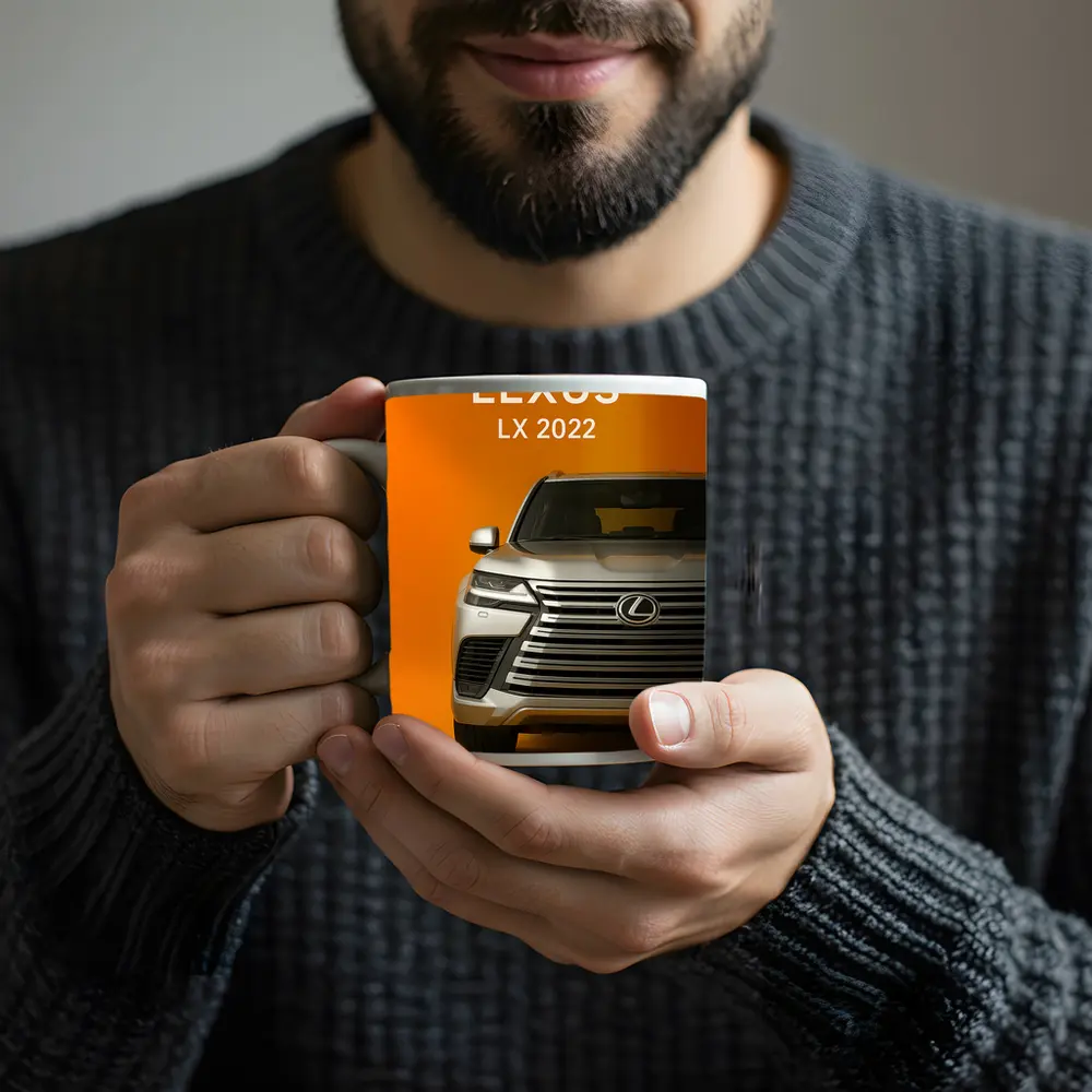 Lexus LX Front View Orange Background – Mugs