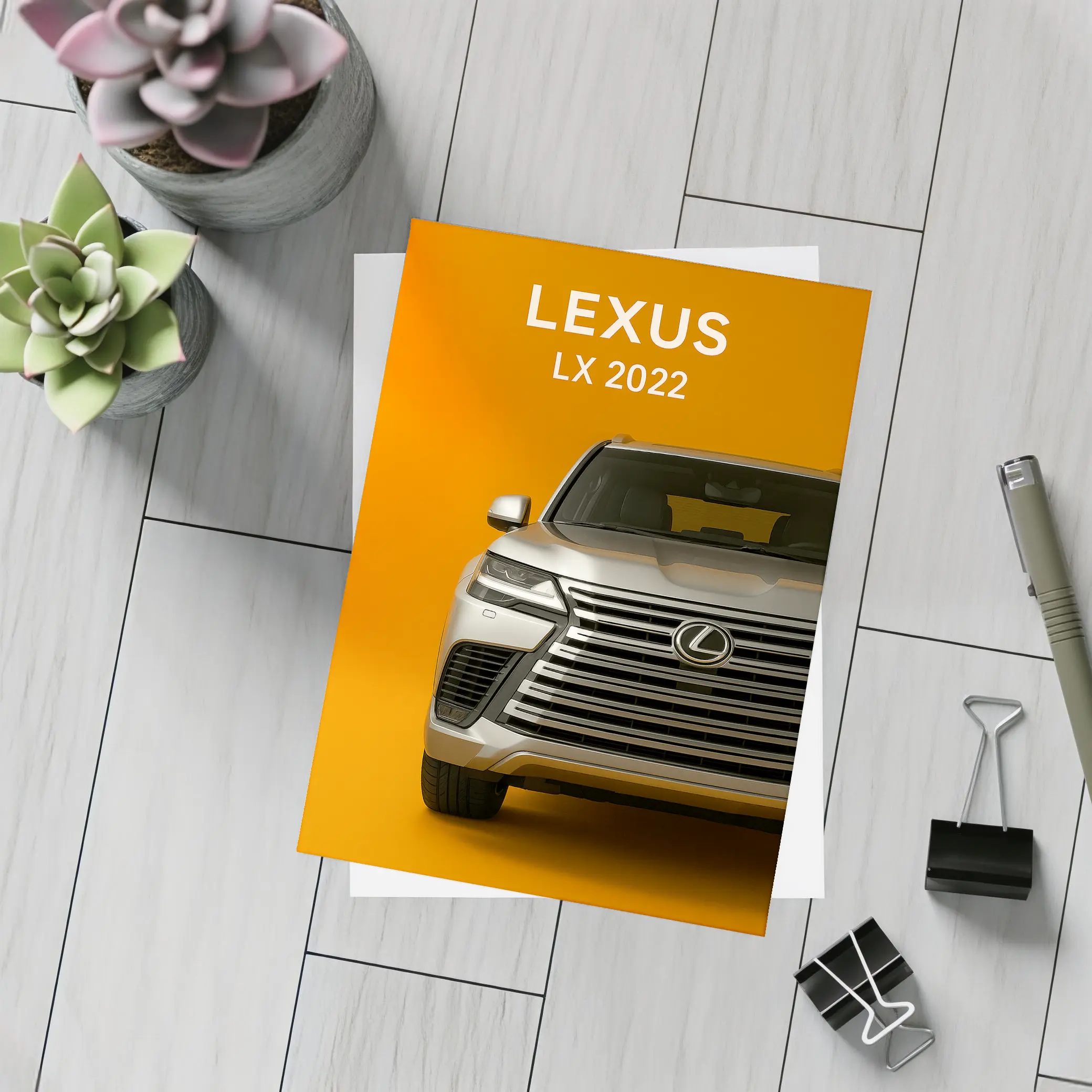 Lexus LX Front View Orange Background – Postcards