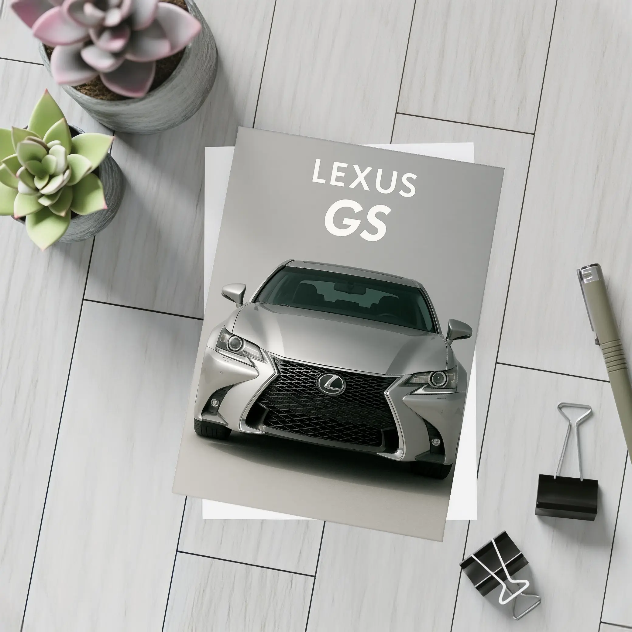 Lexus GS Sedan Front View Gray – Postcards