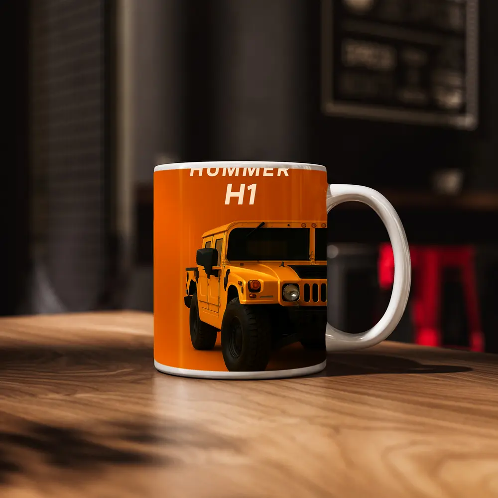 Hummer H1 Yellow Orange Bold Background – Mugs