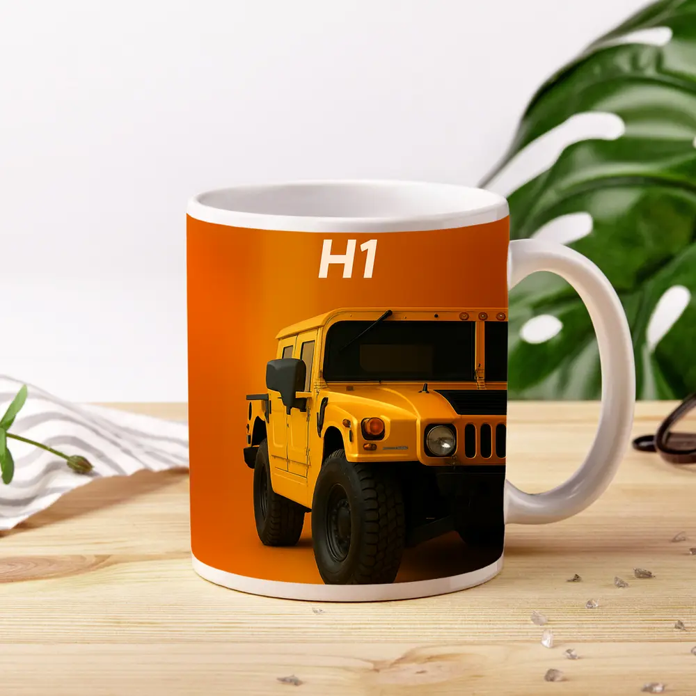 Hummer H1 Yellow Orange Bold Background – Mugs