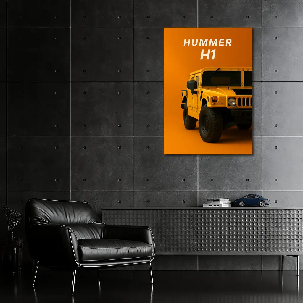 Hummer H1 Yellow Orange Bold Background – Wall Art