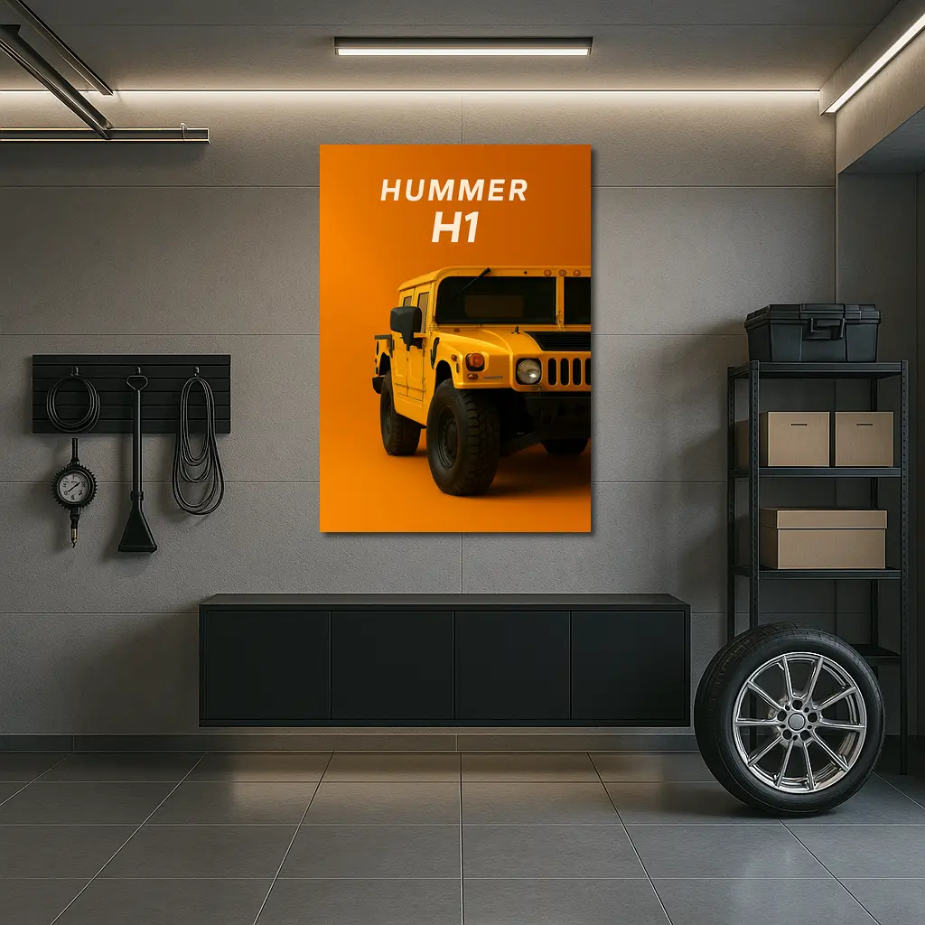 Hummer H1 Yellow Orange Bold Background – Wall Art