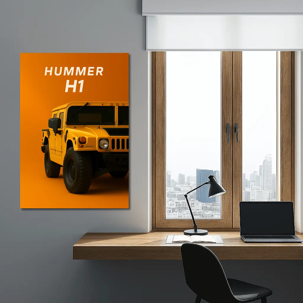 Hummer H1 Yellow Orange Bold Background – Wall Art