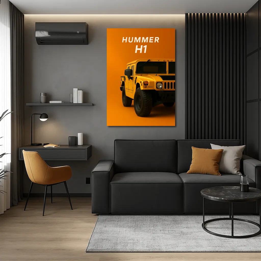 Hummer H1 Yellow Orange Bold Background – Wall Art