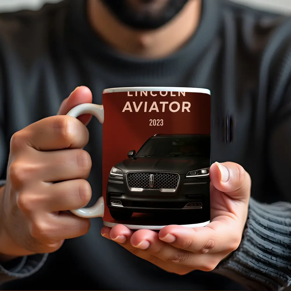 Lincoln Aviator 2023 Dark Red Background – Mugs