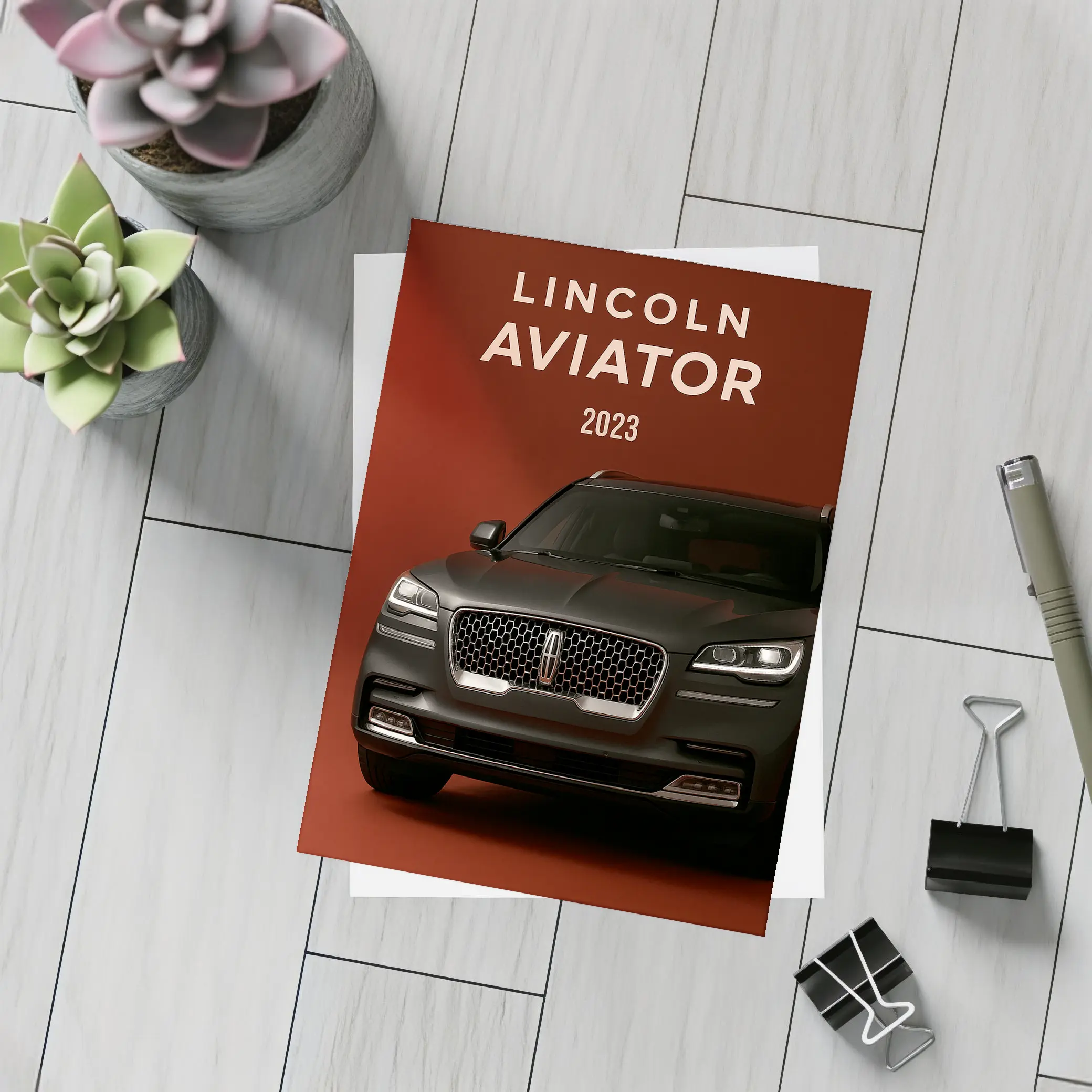 Lincoln Aviator 2023 Dark Red Background – Postcards