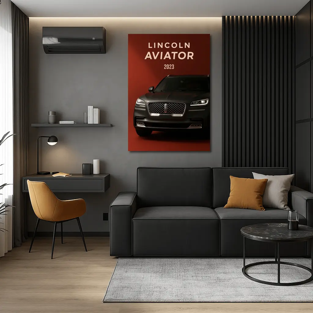 Lincoln Aviator 2023 Dark Red Background – Wall Art