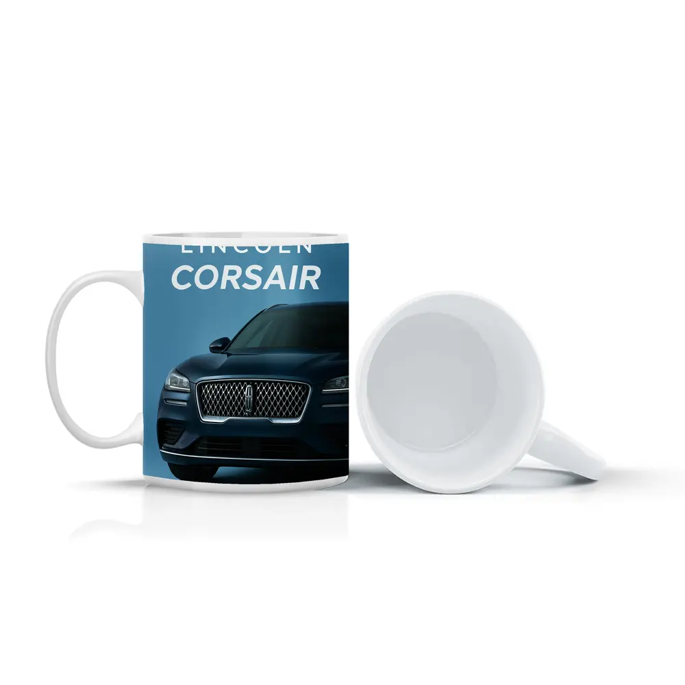 Lincoln Corsair Front View Blue Background – Mugs