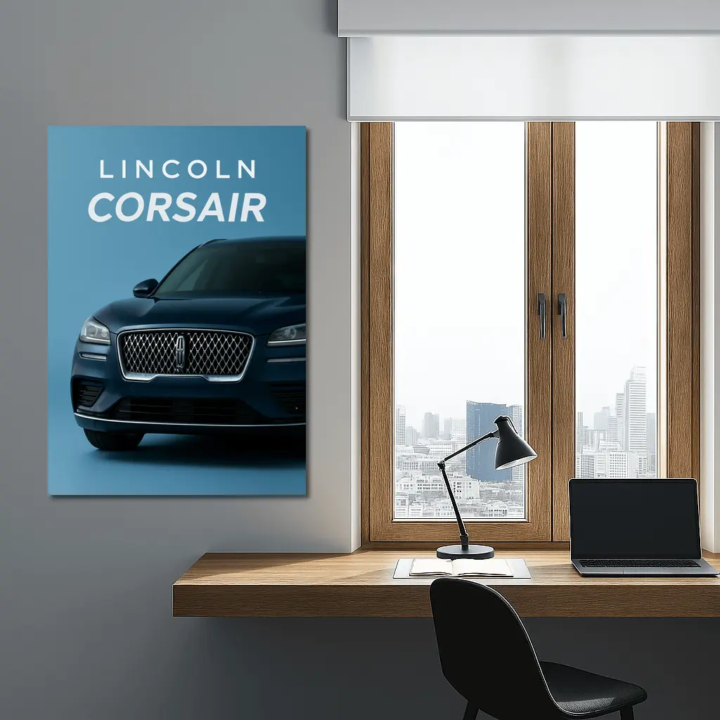 Lincoln Corsair Front View Blue Background – Wall Art