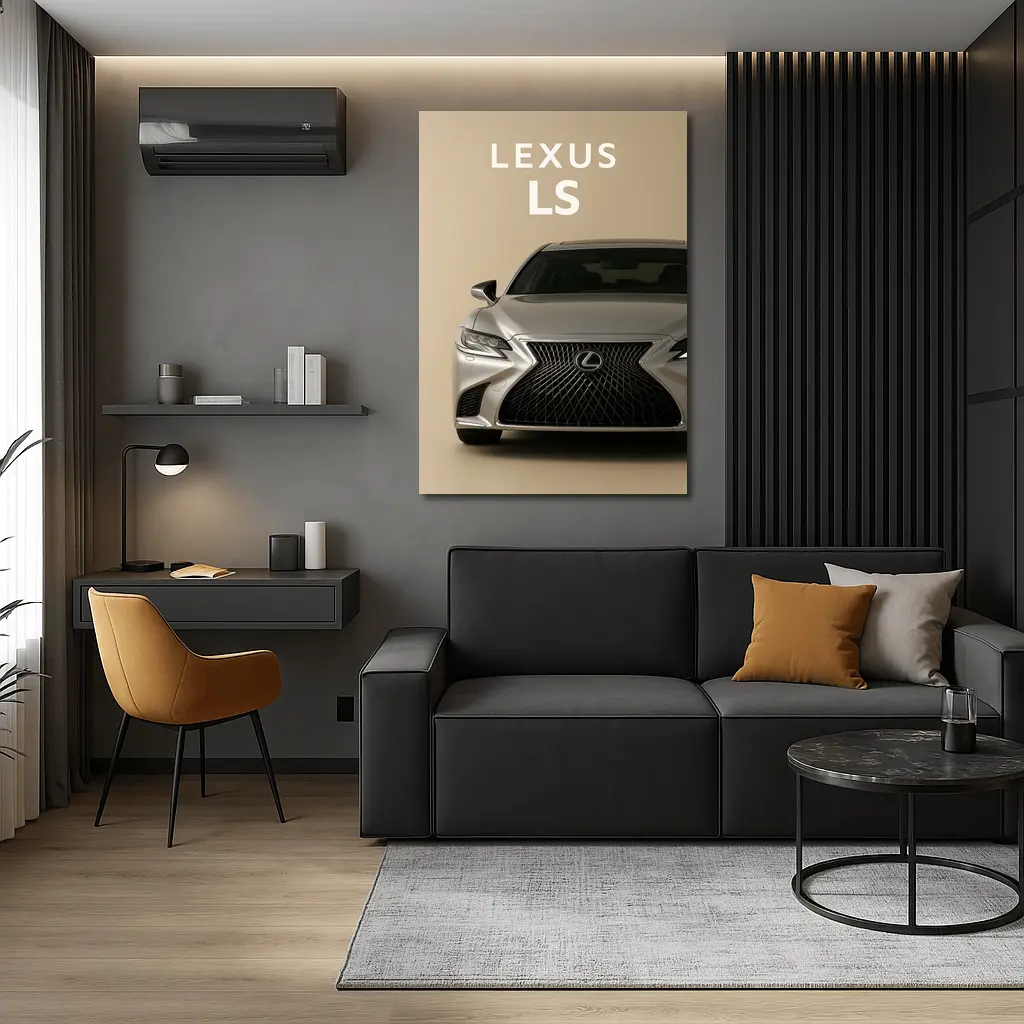 Lexus LS Luxury Sedan Beige Background – Wall Art