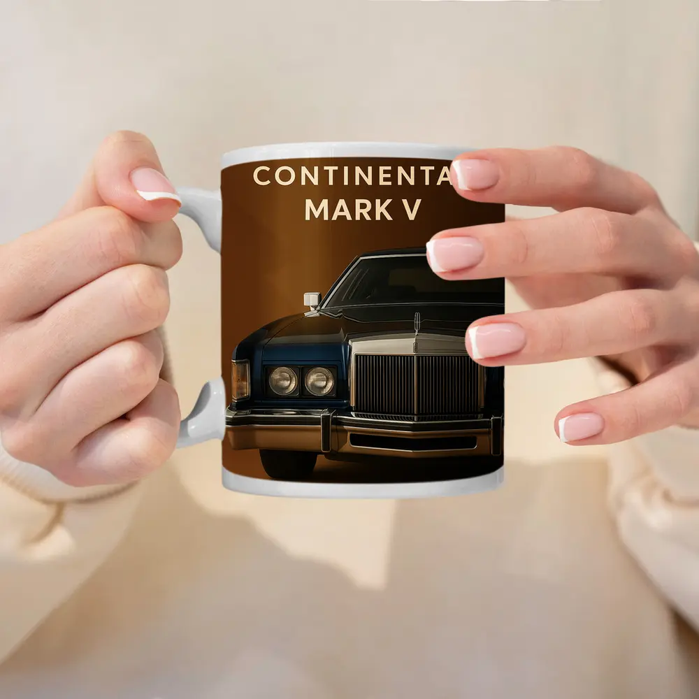 Lincoln Continental Mark V Brown Background – Mugs