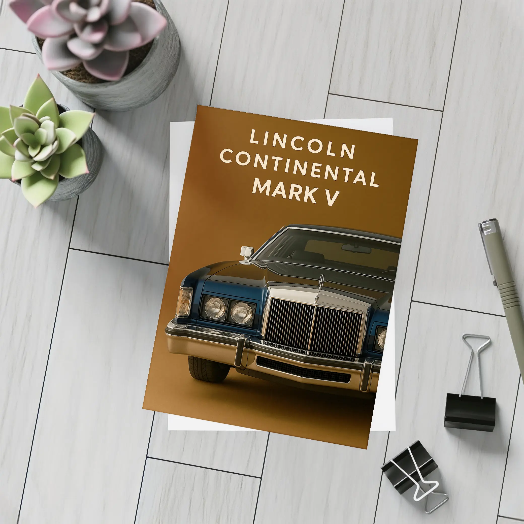 Lincoln Continental Mark V Brown Background – Postcards