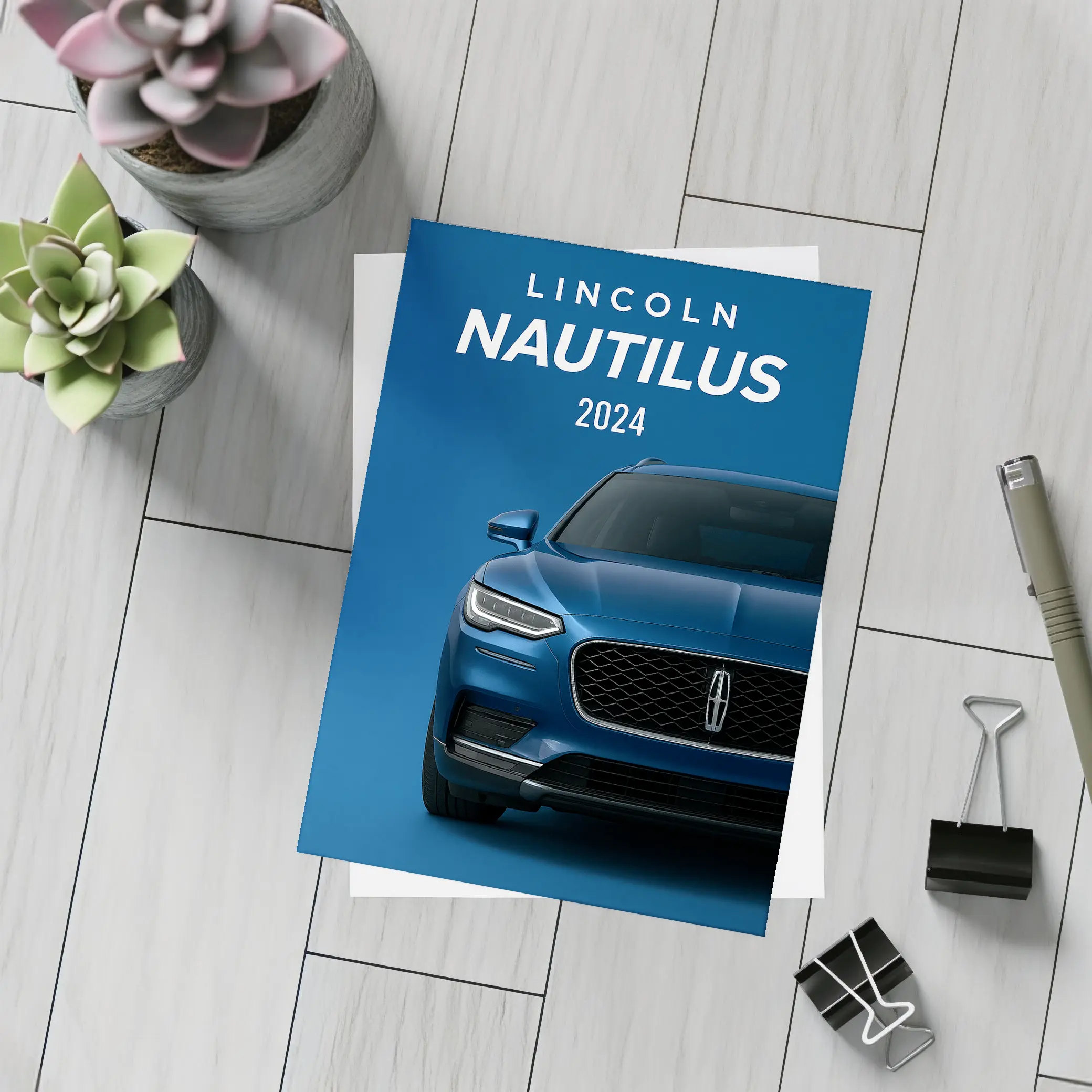 Lincoln Nautilus 2024 Blue SUV Front View – Postcards