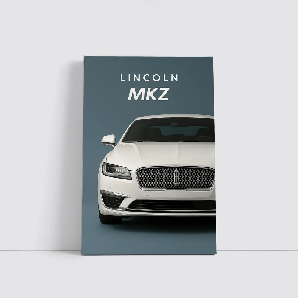 Lincoln MKZ White Sedan Gray Background – Wall Art