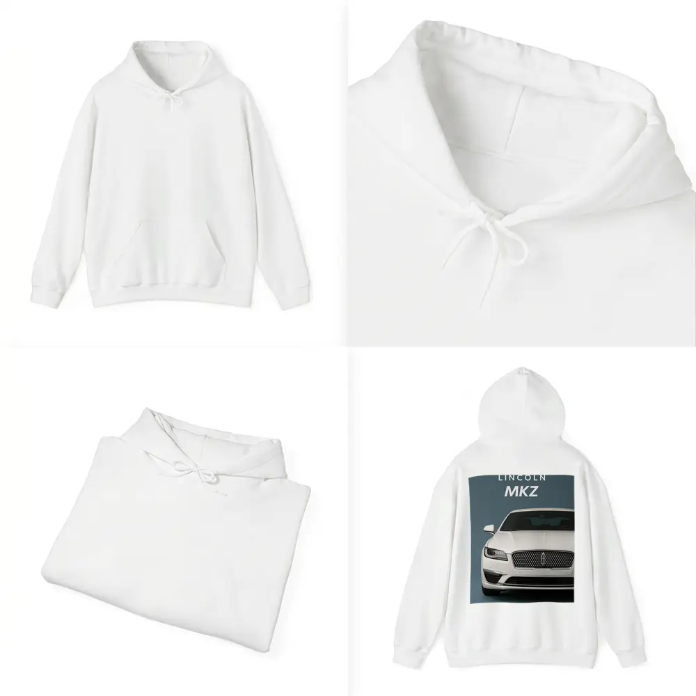 Lincoln MKZ White Sedan Gray Background – Hoodies