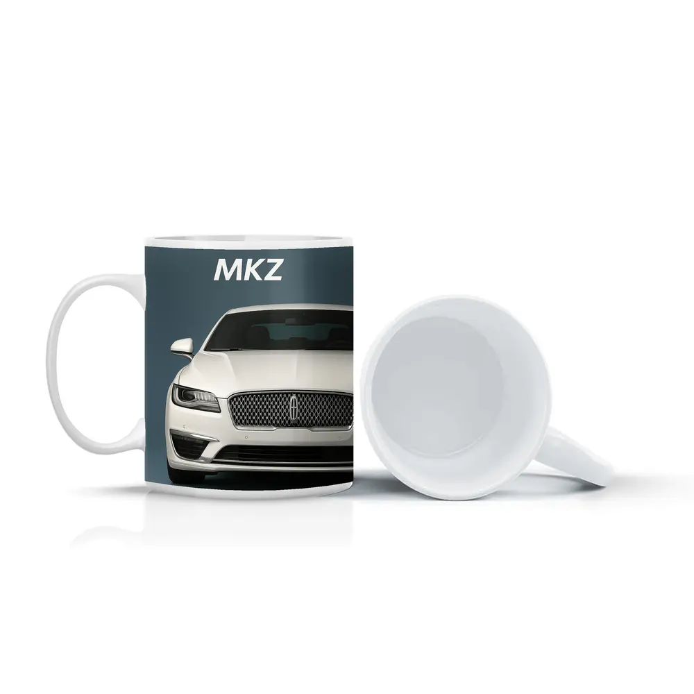 Lincoln MKZ White Sedan Gray Background – Mugs