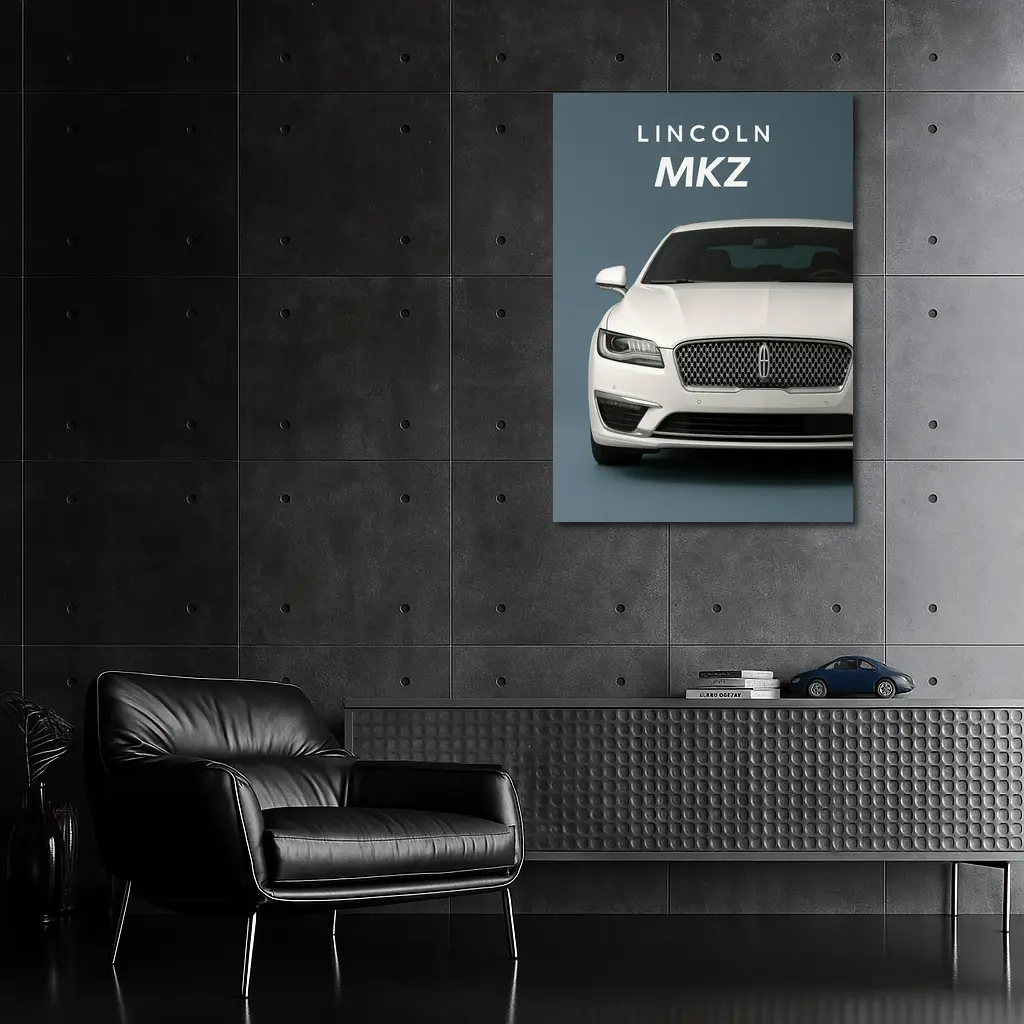 Lincoln MKZ White Sedan Gray Background – Wall Art