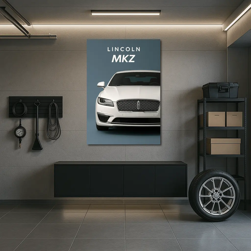 Lincoln MKZ White Sedan Gray Background – Wall Art