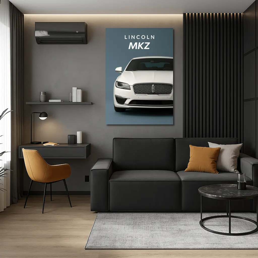 Lincoln MKZ White Sedan Gray Background – Wall Art