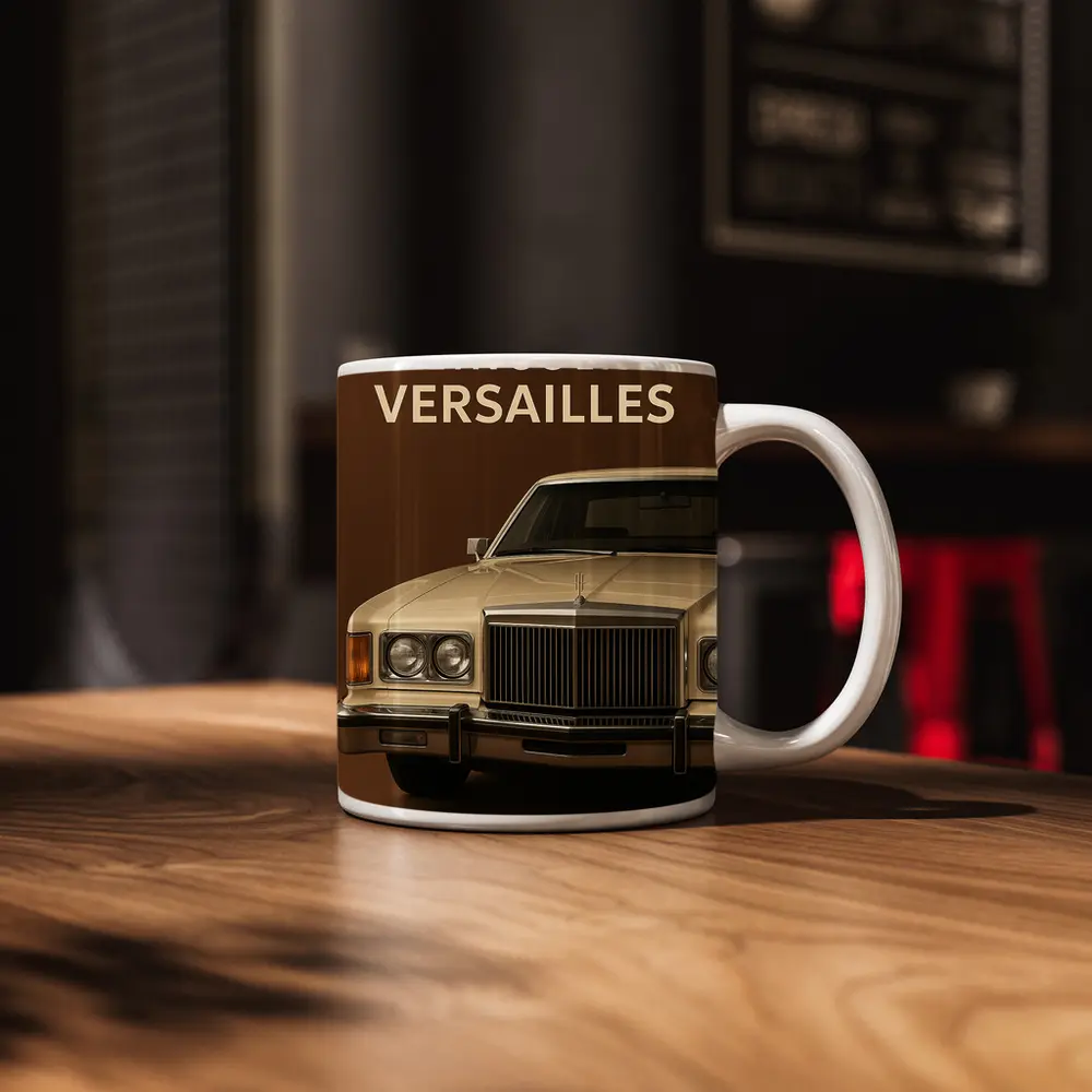 Lincoln Versailles Classic Car Brown Background – Mugs