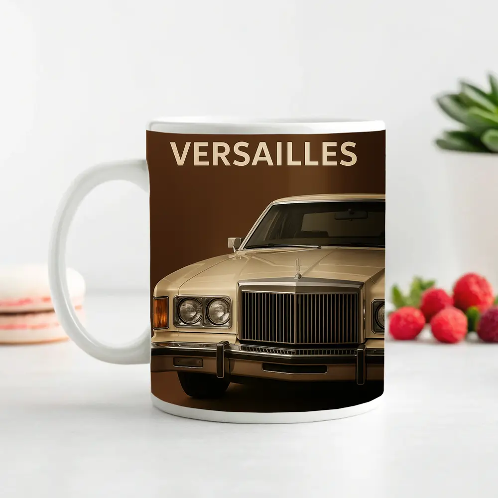 Lincoln Versailles Classic Car Brown Background – Mugs