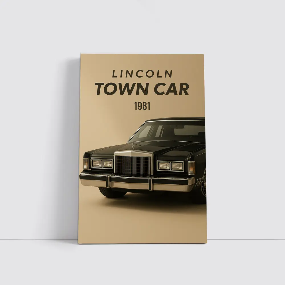 Lincoln Town Car 1981 Beige Background Art – Wall Art
