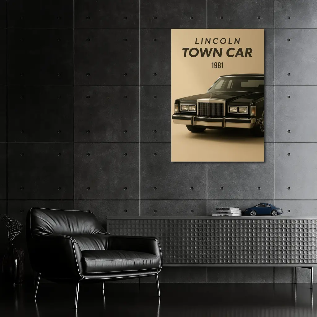 Lincoln Town Car 1981 Beige Background Art – Wall Art