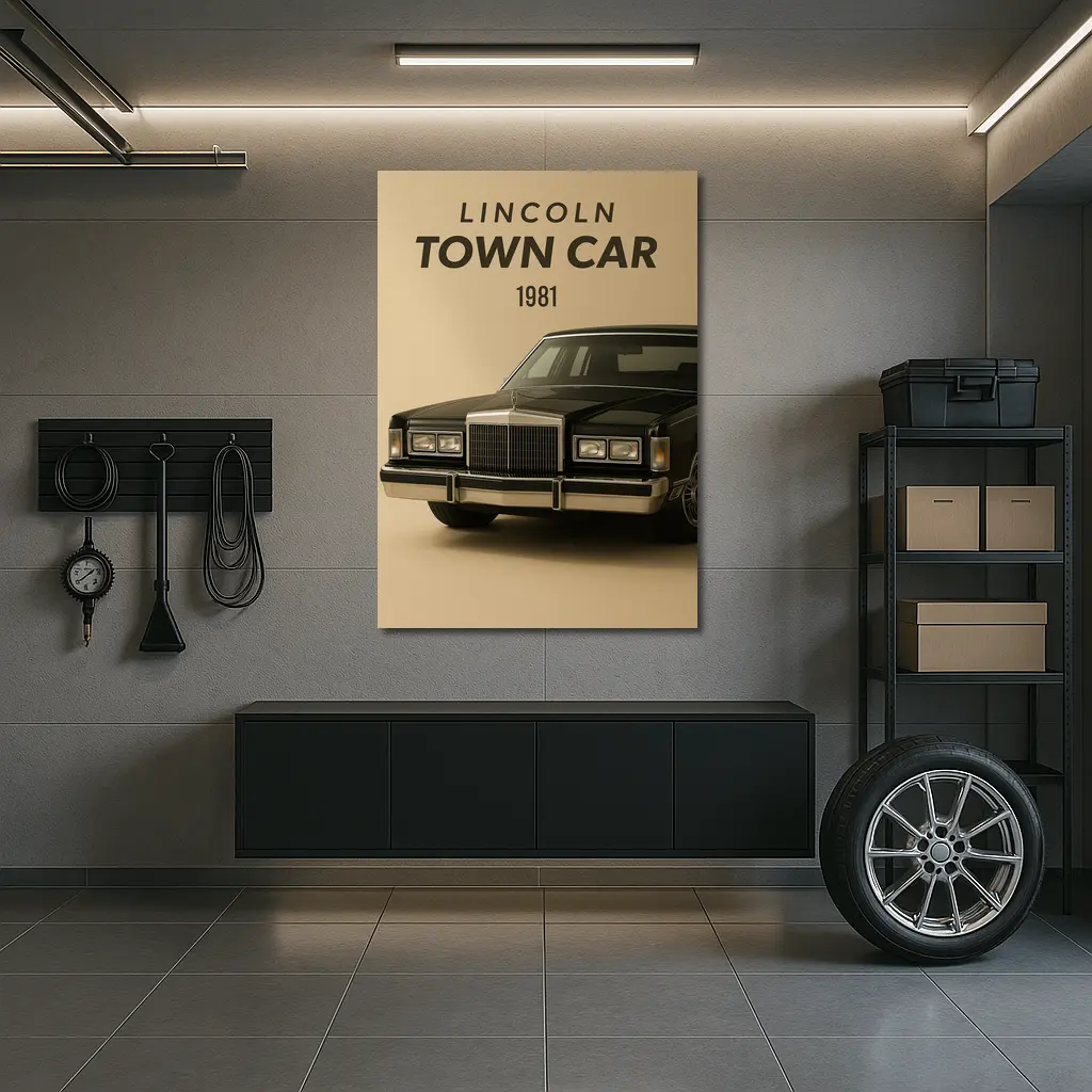Lincoln Town Car 1981 Beige Background Art – Wall Art