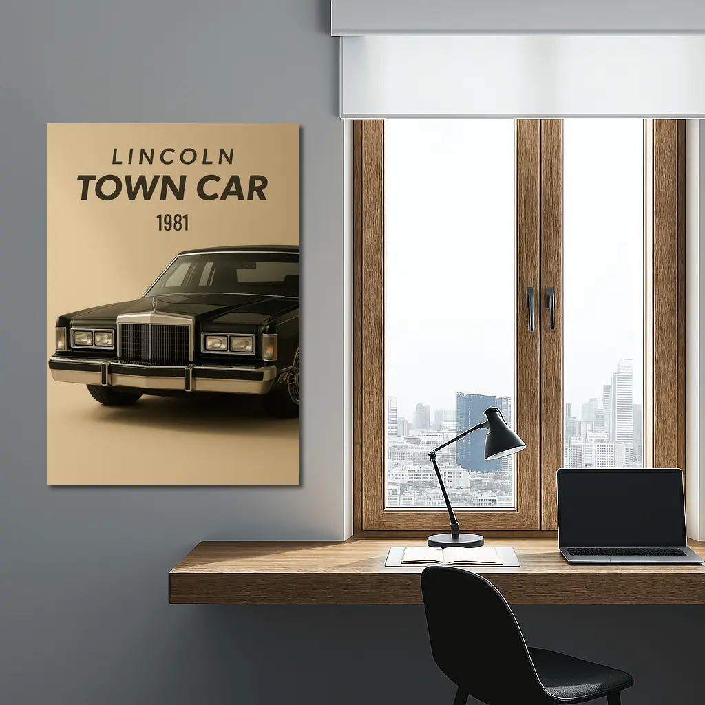 Lincoln Town Car 1981 Beige Background Art – Wall Art