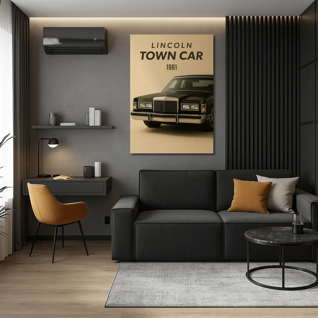 Lincoln Town Car 1981 Beige Background Art – Wall Art