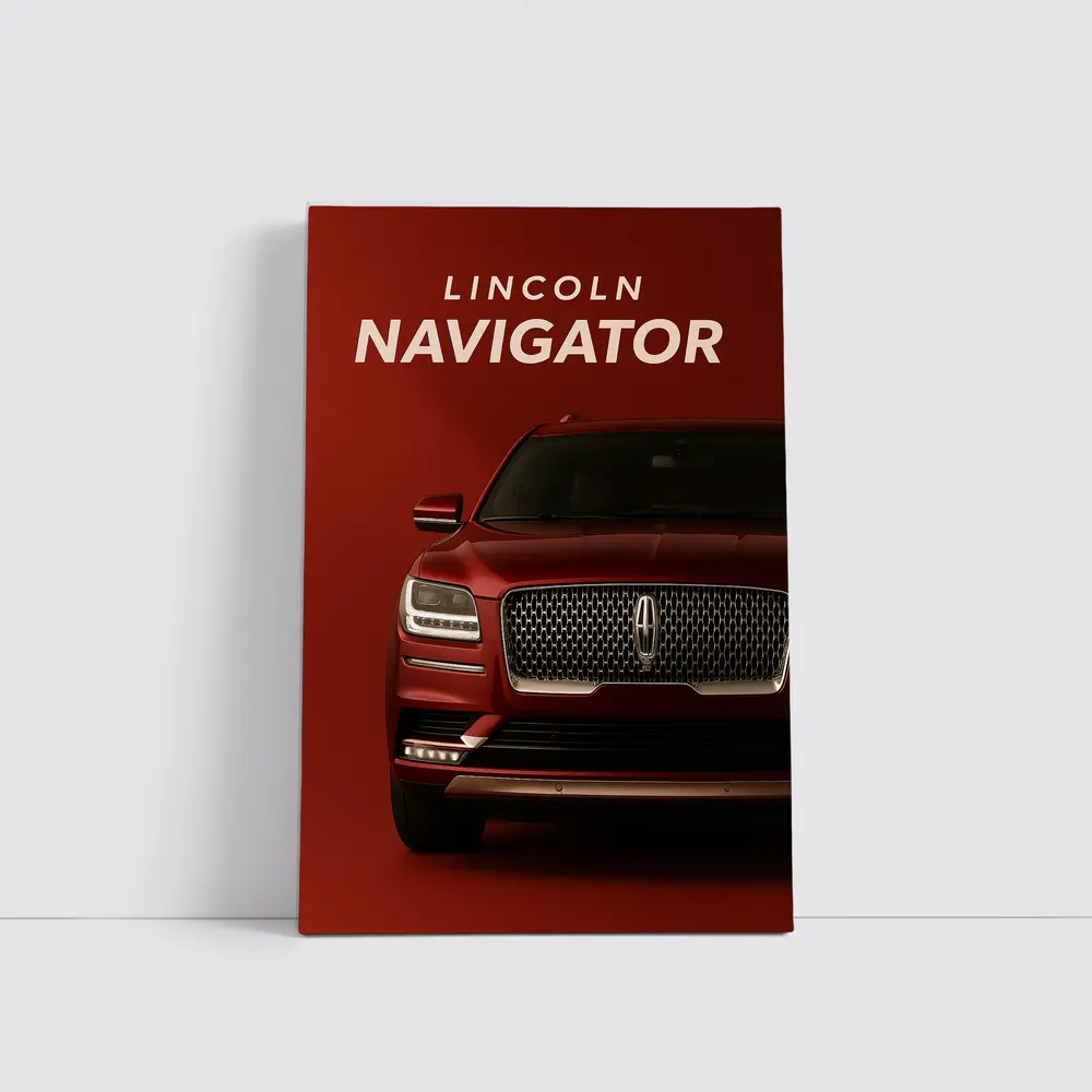 Lincoln Navigator Front View Red Background – Wall Art