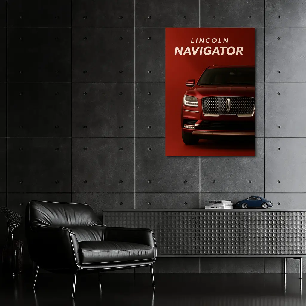 Lincoln Navigator Front View Red Background – Wall Art