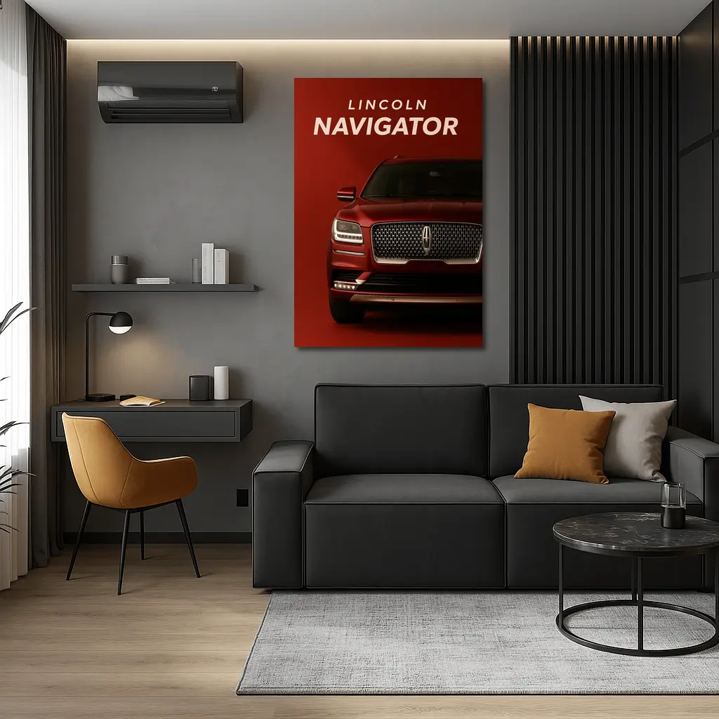 Lincoln Navigator Front View Red Background – Wall Art