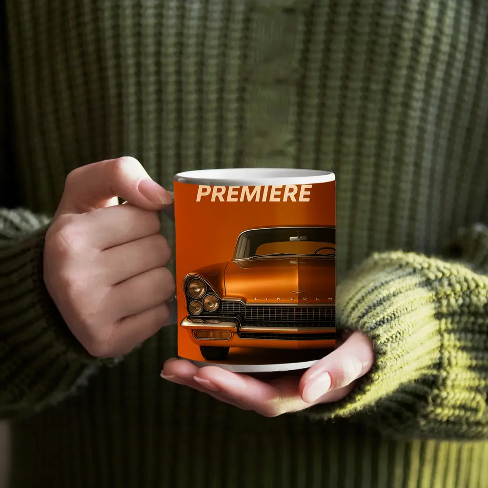 Lincoln Premiere Classic Car Orange Background – Mugs