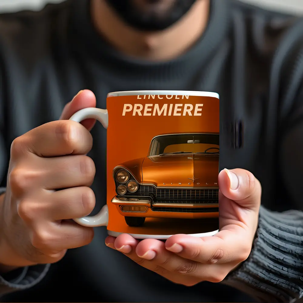 Lincoln Premiere Classic Car Orange Background – Mugs