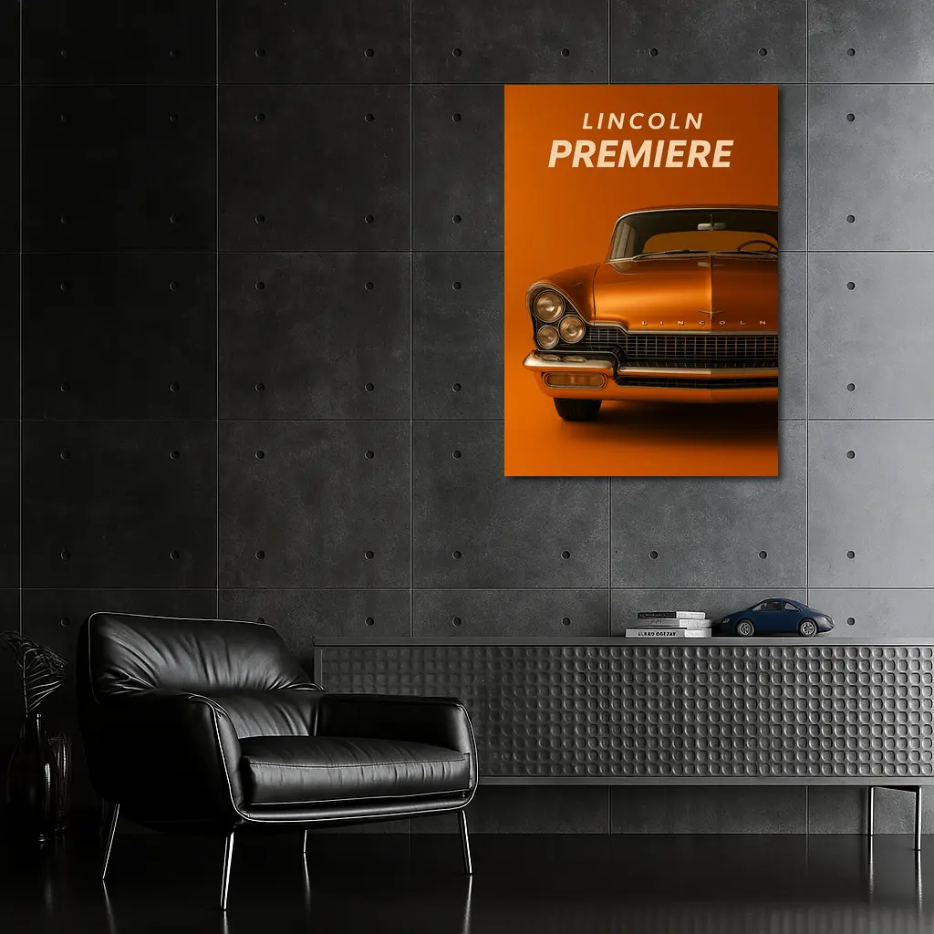 Lincoln Premiere Classic Car Orange Background – Wall Art