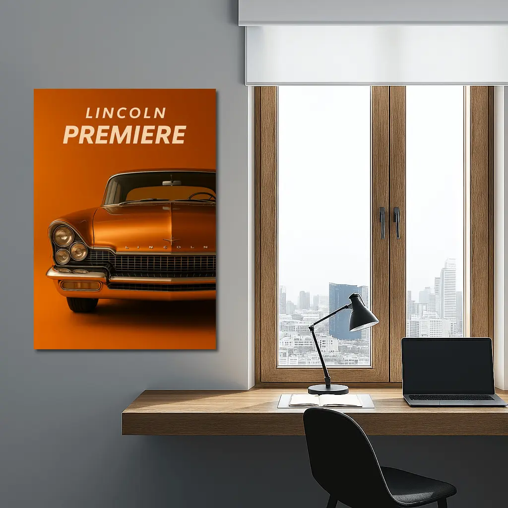Lincoln Premiere Classic Car Orange Background – Wall Art
