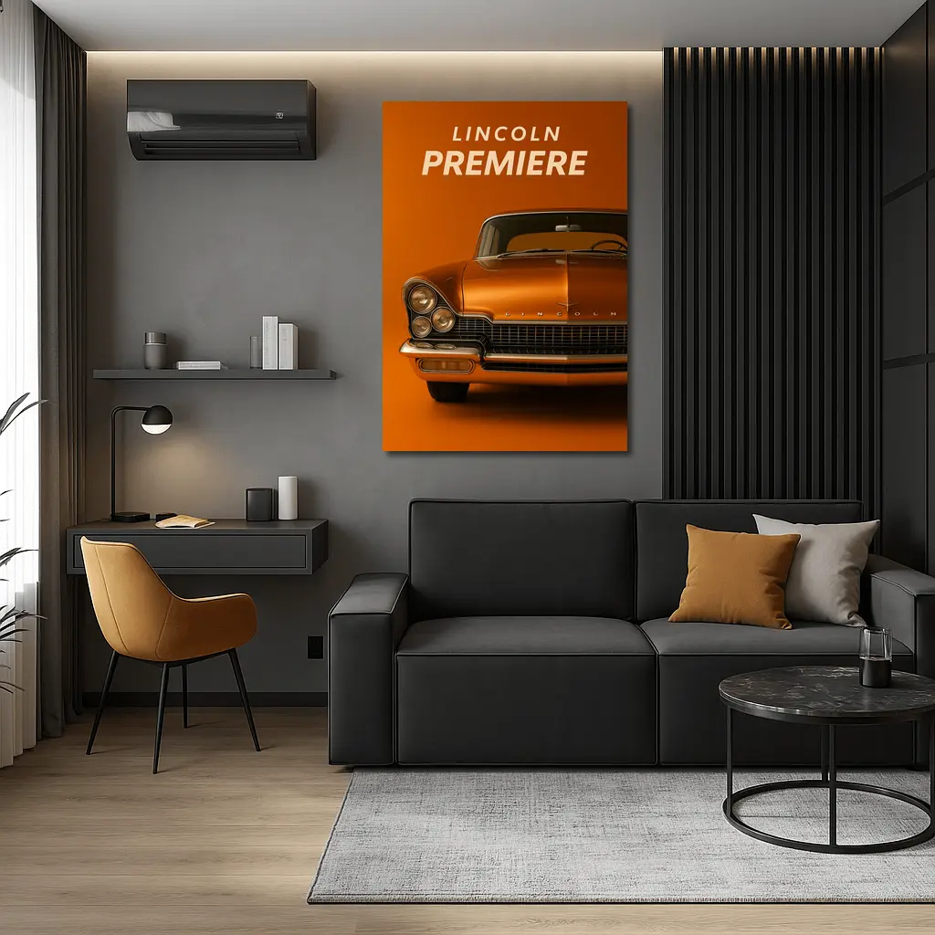 Lincoln Premiere Classic Car Orange Background – Wall Art