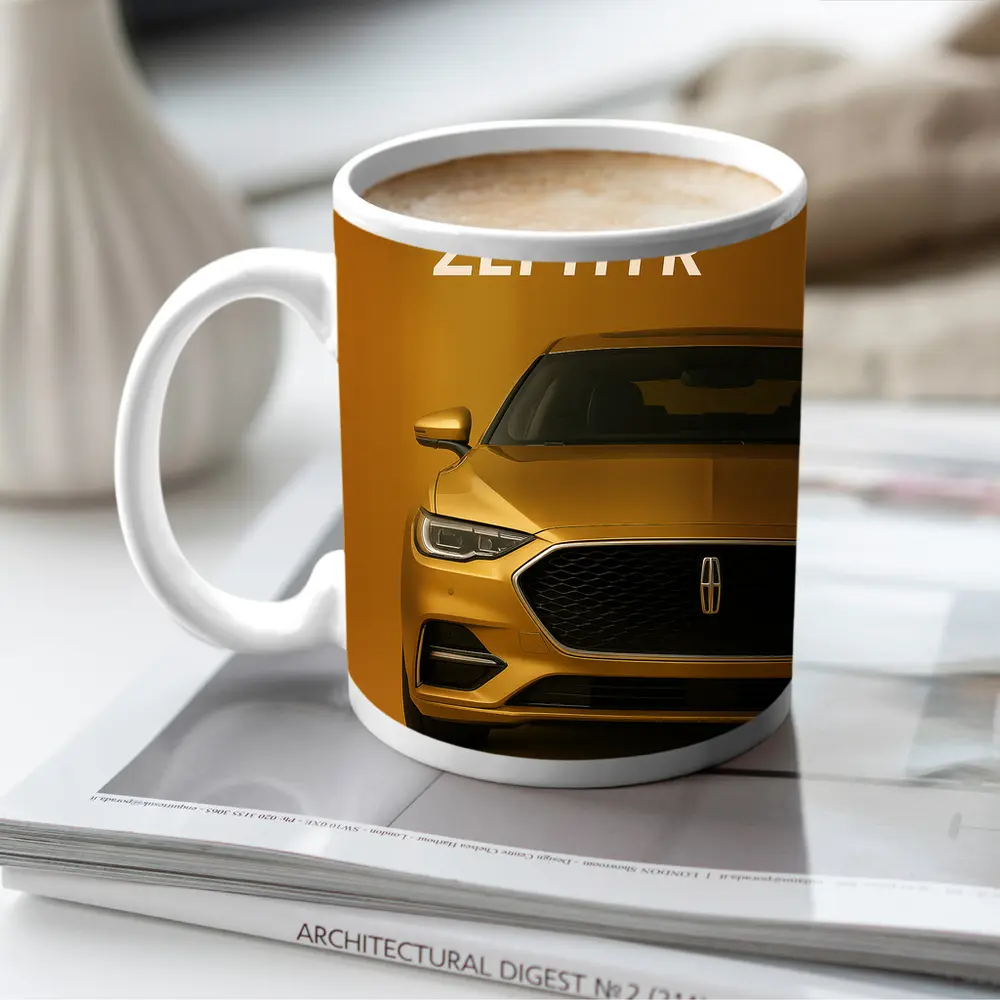 Lincoln Zephyr Gold Front View Art – Mugs