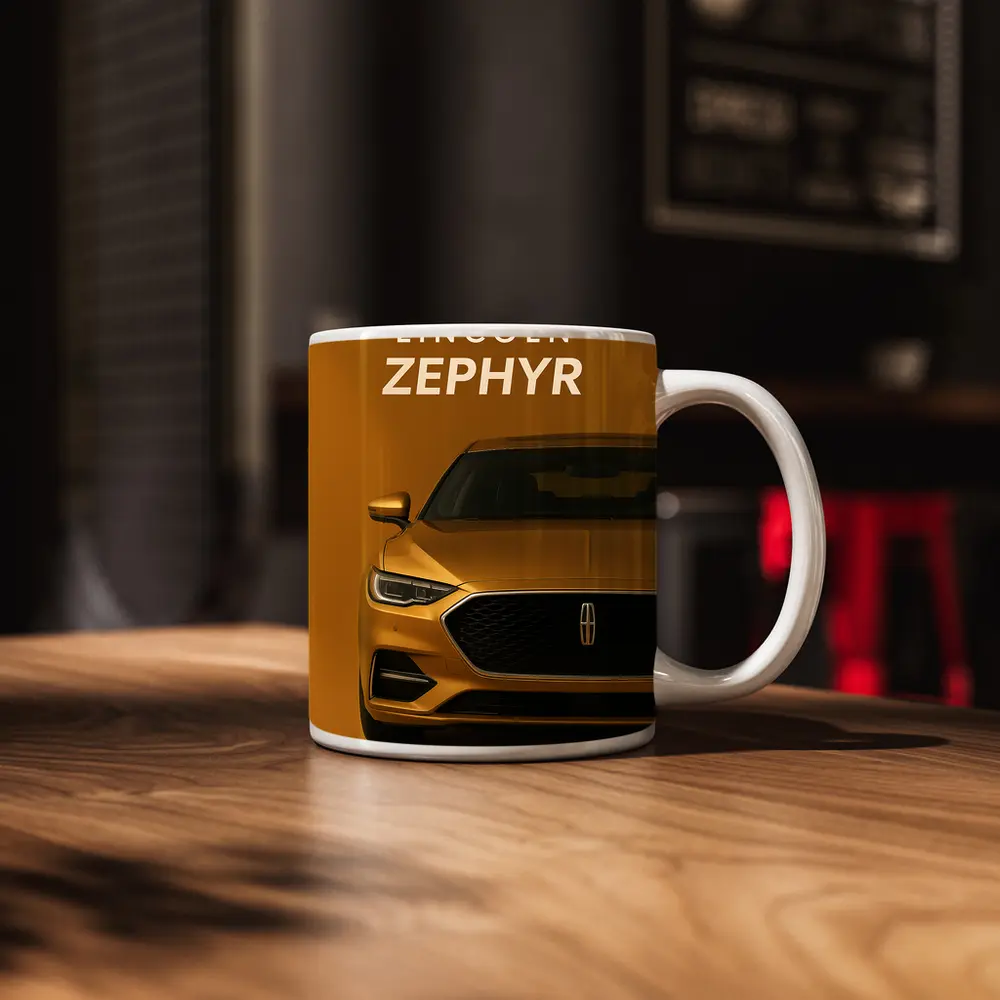 Lincoln Zephyr Gold Front View Art – Mugs