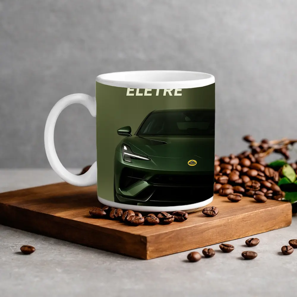 Lotus Eletre Green Electric Sports Car Front – Mugs